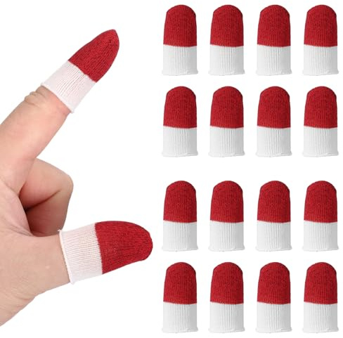 PATIKIL Guanto per Dita Controller con Punta in Fibre d'Argento, 16 Pezzi Guanti Antisudore Traspiranti per Dispositivi Touchscreen per Telefoni E Giochi, Bianco/Rosso