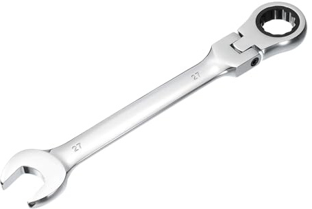 sourcing map Flex-Head Ratcheting Combination Wrench 27mm 72-Teeth Metric Standard Ratchet Box and Open End CR-V Steel Double Ended Wrench for Fasteners Nuts Bolts