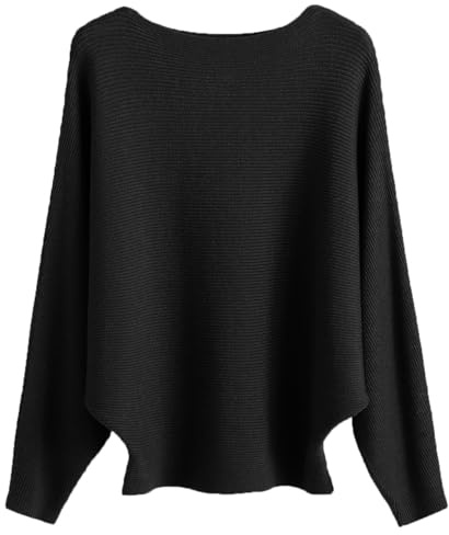 Cegerne Suéter Mujer Manga Murciélago Elegante Oversize Jersey de Manga Larga Sudadera de Punto Top Batwing Knitted Sweater