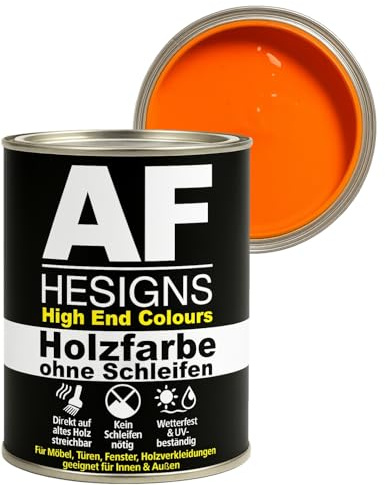 Alex Flittner Designs Peinture pour meubles, sans ponçage, orange profond, RAL2011, satiné mat, 750 ml, laque pour meubles, pour bois et métal, pour l'intérieur et l'extérieur