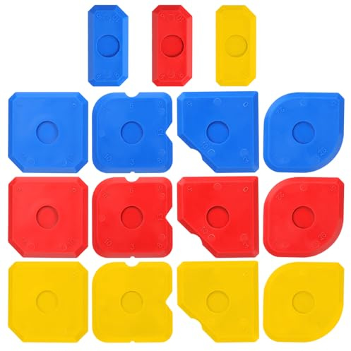 Kit di 15 strumenti per sigillatura in plastica, strumenti per sigillatura in silicone, strumenti per la finitura di piastrelle e malta, strumento di rimozione del sigillante portatile, raschietto per