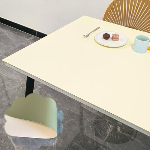 Mantel impermeable de doble color para mesa y alféizar de ventana, cojín de cuero a prueba de polvo para balcones y estantes (beige + verde, 100 x 100 cm / 39 x 39)