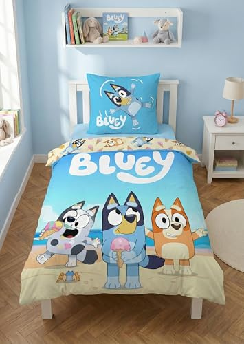 Bluey Playa Funda Nórdica Cama 90 140x200 + Funda Almohada Bingo Muffin