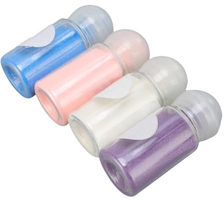 FILFEEL Präglingspulverset 4 Färger – 4 X 10 Ml Transparenta Värmeaktiverade Reliefpulver för Gummistämplar Scrapbooking-hantverk Glans Matt Satinfinish