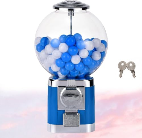 Kapselautomat Med 100 Tomma 32 Mm Kapslar | Legering och PC-byggd, myntfri drift, 43 cm hög, låsbar topp, 2 nycklar ingår(Blue)