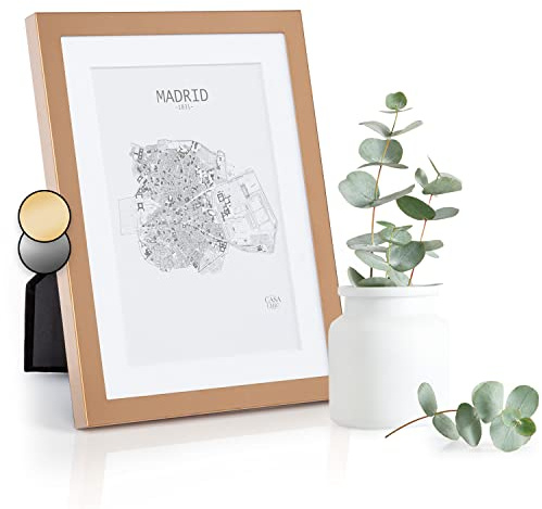 Elegance by Casa Chic - Cadre Photo 13x18 cm en métal et vitre en Verre avec Passe-Partout de 10x15 cm Inclus Cuivre Brillant