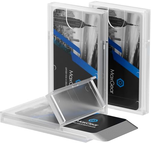 MaxGear 3 Pack Plastic Business Card Holder, Slim Portable Clear Business Card Case for Men & Women, Lightweight Professional Card Holder, 3.9 x 2.5 x 0.4 inches