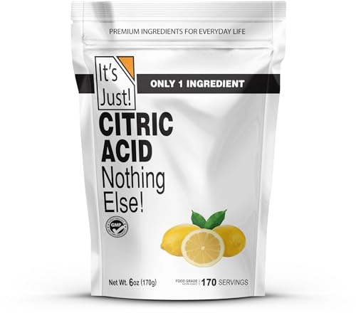 It's Just! - Citric Acid, Food Grade Flavor Enhancer Powder, Non-GMO, Great for Cooking, Cleaning, Bath Bombs, Natural Preservative (6 Ounces)