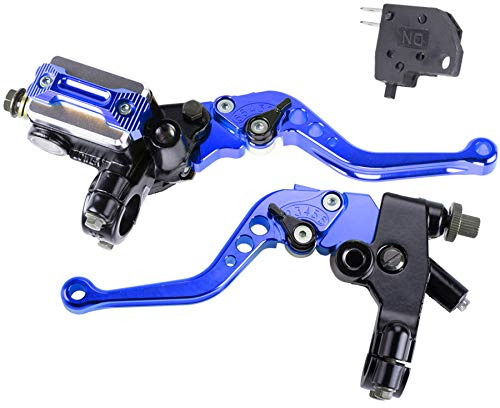MRELC Universal Motorcycle 7/8 22mm Handlebar Brake Master Cylinder Clutch Lever CNC Left & Right Set Compatible with Harley Honda Kawasaki Suzuki Yamaha（ Piston Diameter 12.7mm (Blue)
