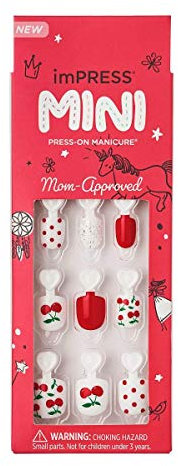 KISS imPRESS Mini Press-On Manicure for Kids, Cutie Pie, with PureFit Technology, Includes Prep Pad, Mini File, Cuticle Stick, and 20 Fake Nails