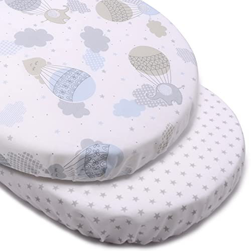 PEKITAS Spannbettlaken, 75 x 33 cm, 72 x 33 cm, für Babytragetasche/Kinderwagen für Jungen und Mädchen, mit Gummizug, passend für Julius Zöllner, Träumeland, Alvi