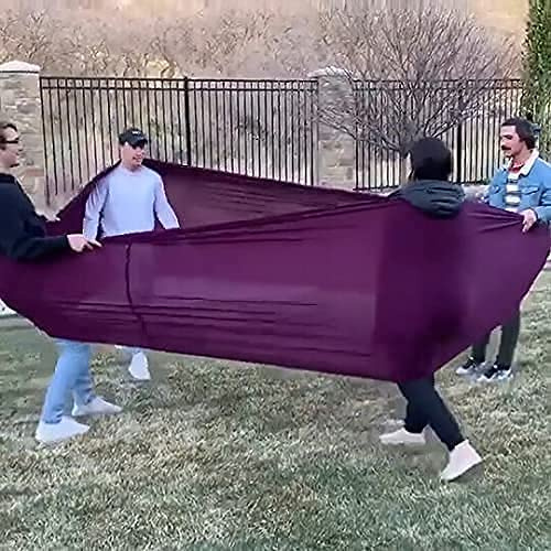 LuGuoQTing 19.68 ft/6.0 Meters Polyester and Spandex Slingshot, Large Compression Stretchy Sensory Loop, Team&Trust Building Games,Best Outdoor Games for Friends, Family, Adults, Purple, One Size