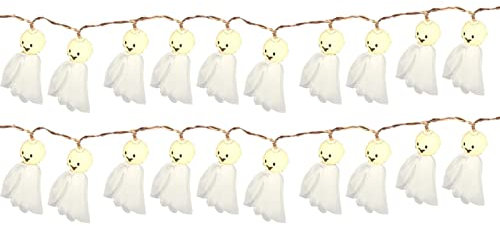 2 Skelett Halloween ljusdekorationer,20 LED batteridrivna Halloween-lampor med 2 lägen (konstant/blinkande) | Batteridrivna Skull LED-lampor för Halloween-fest, trädgård, spökhusdekorationer Zcsxk