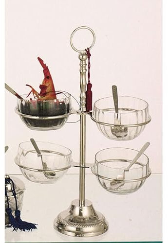 Buffet-Ständer 5-teiliges Set 4 Glasschalen 1 Ständer, Serviergestell Buffet-Leiter H 40cm