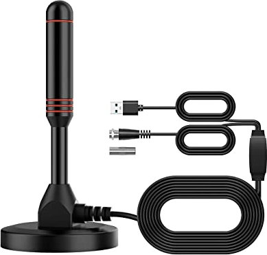 Vecys Digital TV Antenne DVB-T2 Portable Indoor Outdoor TV DTMB Antenne mit Magnetfuß mit 5m Kabel, USB und TV Stecker