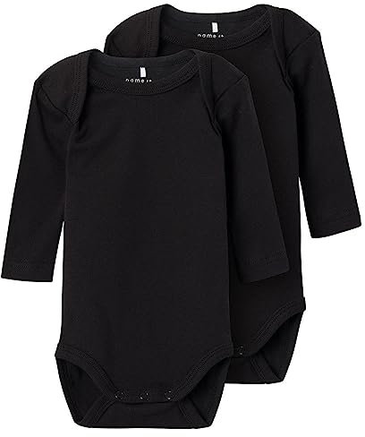 NAME IT Unisex Nbnbody 2p Ls Solid Black Noos Body, Schwarz, 92 EU