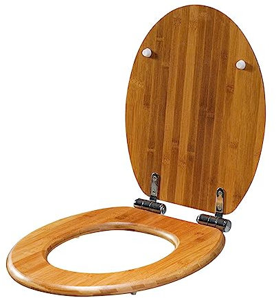 Universal Toilettendeckel Aus Bambus mit Absenkautomatik, Einfache Montage Wc Deckel, Hochwertige Wc Deckel Klobrille, Umweltfreundlich, Rostfreie Edelstahlscharniere, U/V/O Form(Color:Dunkelbraun)