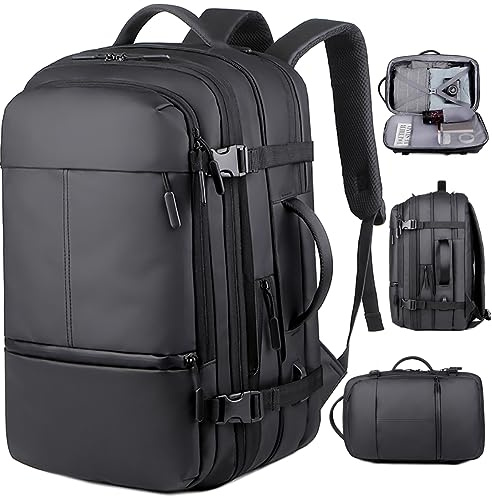 Mixroom - Zaino da Viaggio Estendibile Impermeabile Porta PC Per Uomo Valigia Bagaglio a mano 25x30x49 cm Borsa Grande Custodia Porta Computer Portatile fino ai 16 pollici Con Ricarica USB Nero Z31