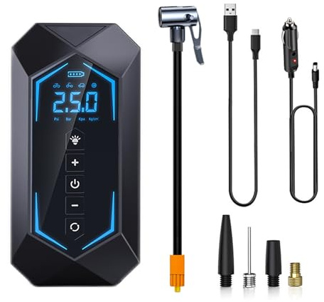 D-Lumina BäRbar Luftkompressor, BäRbar Elektrisk Luftkompressor 150PSI 6000mAh 120W, Led-Lampa för Minikompressor i Flera LäGen, Ny BäRbar Luftpump för Bil/Cykel/Motorcykel/Skoter/Boll