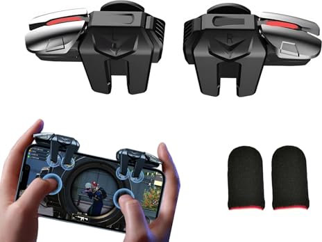 Cuifati High Sensitivity Mobile Game Controller Trigger, Dual Finger Sleeve and Control Button, Comfortable Design, Materials, Wide Compatibility