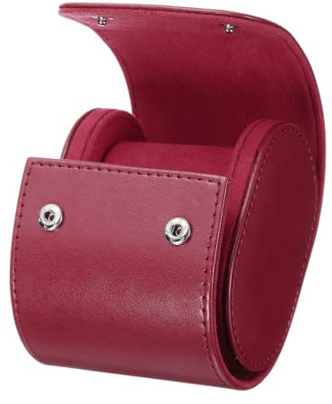 sourcing map Rouleau de montre de voyage portable en cuir à fente unique pour homme et femme, organiseur de montres avec coussins amovibles pour voyage, affichage, rangement à domicile, rouge
