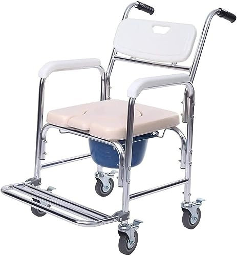 Fauteuil roulant de toilette mobile, chaise percée avec roulettes, toilettes, chaise percée pour personnes âgées, handicapées, chaise percée avec accoudoirs et dossier B