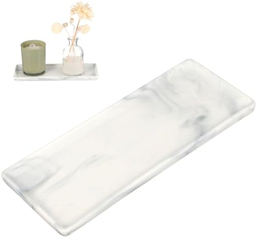 Elegant Ceramic Tray for Jewelry Cosmetics and Home Decor - Versatile Rectangular Storage Dish for Organizing Accessories Perfumes and More - 23.3X9.0X1.2 Cm