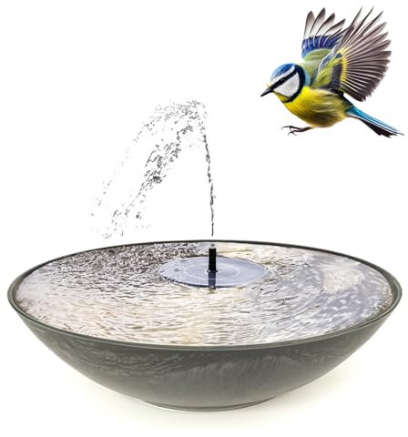 matches21 HOME & HOBBY Solar-Brunnen Set für draußen - 45 cm Schale schwarz als Garten-Brunnen Spring-Brunnen