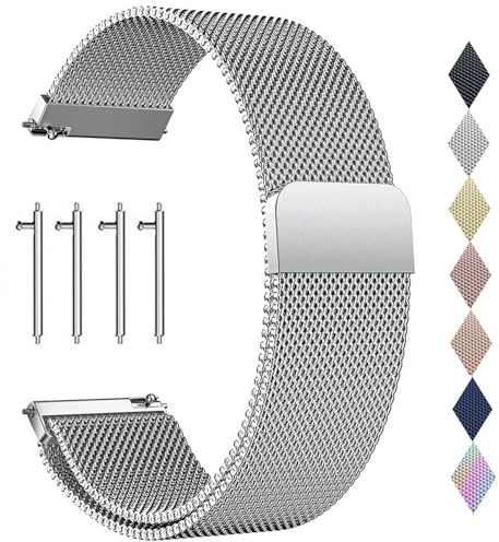 PDSQL Pulsera de Malla de Acero Inoxidable, Pulsera Metálica de Repuesto con Hebilla Magnética, Compatible con Relojes Inteligentes, Para Hombres y Mujeres
