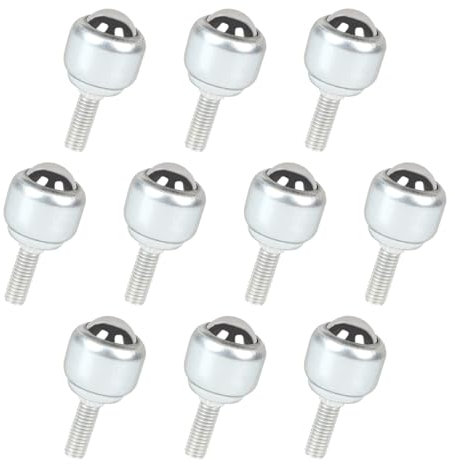 CPROSP 10 Pezzi Ruote Girevoli A Sfera con M5 Asta Filettata 16.5 mm, Rotelle a Sfera Piccole in Acciaio, Ruote con Cuscinetti 360° per Mobili, Armadi, Carrelli