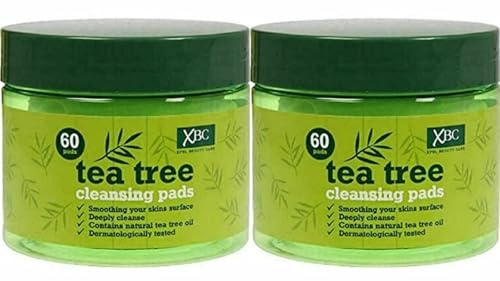 Xpēl Tea Tree Cleansing Pads - Contains Natural Tea Tree Oil & Dermatologically Tested | 60 Pads Each [TWIN PACK]