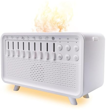 White Noise Night Light luftfuktare, ljudbox vit brusreducerande ljudmaskin, bärbar sömnljudmaskin, bärbart sömnljud med 8 omgivande ljud för att sova, vardagsrum, kontor