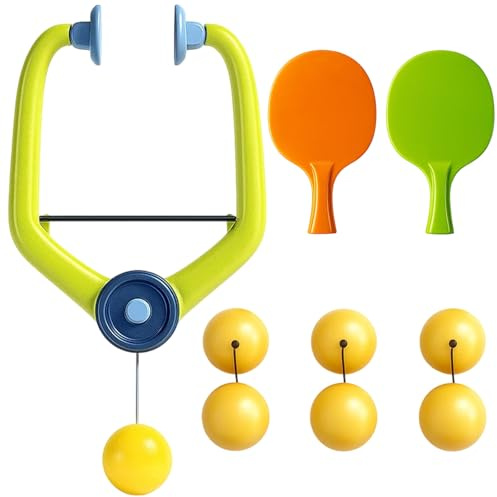 Door Frame Ping Pong Game, Door Frame Ping Pong Game, Table Tennis Set with 2 Paddles & 6 Balls, Hanging Ping Pong Trainer for Kids & Adults, Compact Family Fun Games & Skill Development