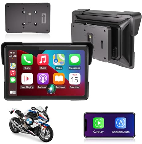 Jansite Carplay Moto per BMW Moto 7 Pollici Navigatore Moto Schermo Assistenza Senza Fili CarPlay e Android Auto, Navigatore per Mo.to con Bluetooth, IP67 Impermeabile, Navigazione GPS Siri/Goo-gle