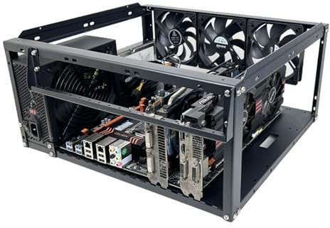 Boitier Ordinateur - Mid ATX Châssis Noir, Boîtier PC Ouvert Portable, Boîtier Tour d'ordinateur de Jeu | sur Construction DIY Watercooling Support Système de Dissipation Thermique Bureau