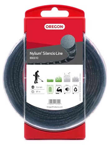 Oregon Nylon Filo da Taglio Rotondo per Decespugliatore, Tosaerba e Tagliabordi in Nylon Robusto e Flessibile, Adatto alla maggior parte delle marche, 2,4mm x 87 m (800010)