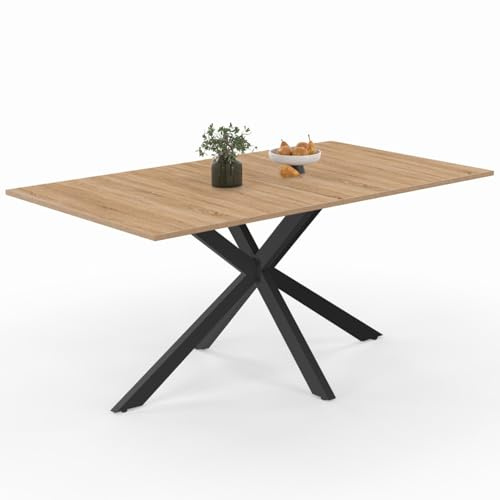 IDMarket - Table à Manger Rectangle Alix 8 Personnes Pied araignée Bois et Noir 160 cm