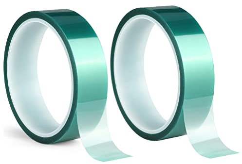ACIT 2 rotoli di nastro alta temperatura, adesivo in poliestere, nastro in PET con adesivo in silicone, ideale per pittura termica, anodizzazione, stampanti 3D (66m x 15mm)