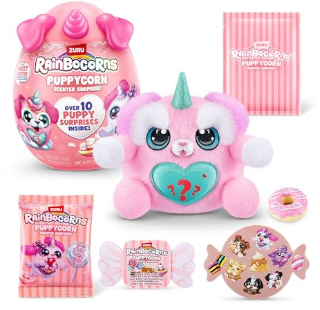 Rainbocorns Puppycorn Scent Surprise, Schnauzer, by ZURU Surprise Unboxing Soft Toy, Scented Puppy Plush for Girls (Schnauzer)