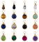 SUPERFINDINGS 16 Stück 16 Stile Gemischte Edelstein Tropfen Anhänger 18 Karat Vergoldeter Kupferdraht Umwickelt Runde Anhänger Quarzkristall Stein Charms Bohrung: 2mm
