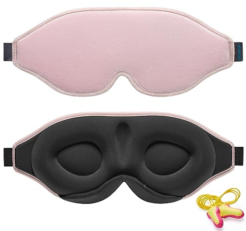 Masque de Nuit Innovant 2026 pour Hommes et Femmes, Conception Masque de Sommeil qui Bloque la Lumière pour Dormir, les Siestes, la Méditation, les Voyages (Rosé)
