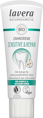 lavera Zahncreme Sensitive & Repair - für empfindliche Zähne - 24h Schutz - Bio-Kamille & Natriumflorid - Vegan - Naturkosmetik - 75 ml