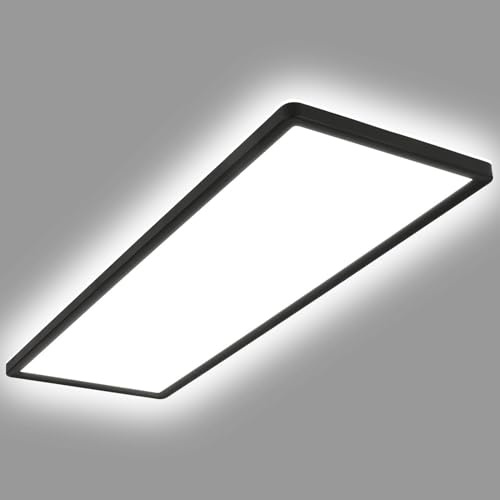 LEDKIA LIGHTING - Plafón LED 24W Rectangular | SwitchCCT Doble Cara | Luz Seleccionable 3000 lm (Cálido-Neutro-Frío) | Instalación Sencilla | No Parpadea, Negro, Policarbonato