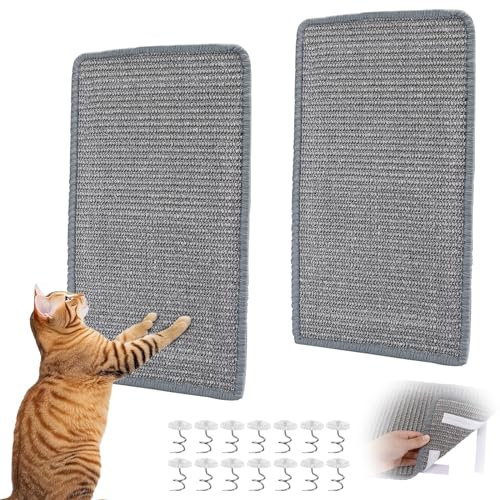 Rubessia 2 Stück Kratzmatte Katze, Katzenkratzbretter Sisal, Kratzbretter Katzen Widerstandsfähig, Kratzpads für Katzen, Katze Kratzschutz, Katzenkratzmatte, für Sofa Möbel Tür Kratzschutz 25×50cm