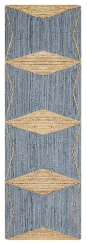 CASAVANI Alfombra de pasillo Kilim de 2 x 6 pies, alfombra trenzada de yute gris y beige, alfombra tejida a mano, alfombra de tejido plano para dormitorio pequeño, corredor de cocina, pasillo,