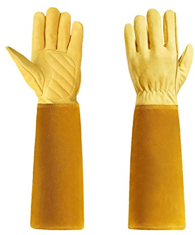 MULAIDI Garden Work Gloves With Long Leather Get Away From For Thorns Keep You Safe From Scratches Anti Cutting Thorn Proo Long Gardening Gloves For Rose Bushes