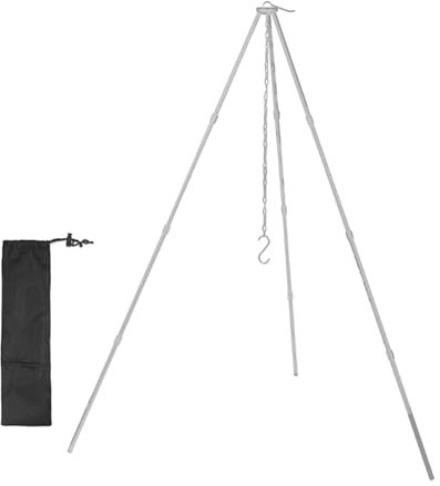 Trípode para cocinar sobre el fuego, equipo de supervivencia plegable, trípode de aleación de aluminio, ligero trípode de aleación de aluminio, trípode de campamento al aire libre con cadena colgante