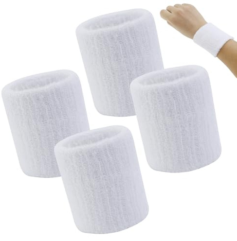 Absorberande svettband handled svettband för kvinnor, män, barn, set med 4, fitnessarm svettband för tennis, handboll och löpning i svart, svettband