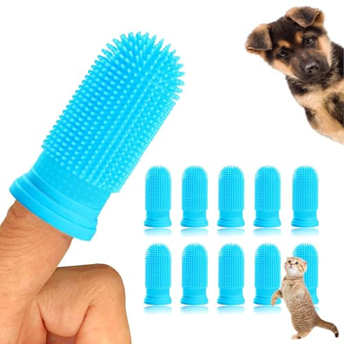 10 Stück Zahnbürste Hund, 360º Hundezahnbürste Finger Zahnbürste Katze, Silikon Haustiere Zähne Reinigung Zahnbürste Kit für Hunde, Welpen, Katzen & Kleine Haustiere Zahnpflege