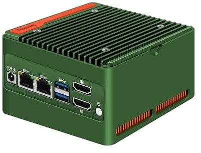 AIOPCWA N355 X86-P6 Mini PC (N305 Upgrade), 4x M.2 NVMe NAS Mini Desktop Computer with 2x i226-V 2.5GbE LAN, DDR5 Micro PC Barebone NO RAM/SSD/OS, 2-Display, WiFi7/BT5.4 Expandable